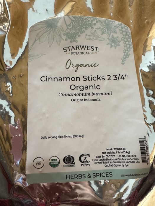 Cynamon organic bio laski Starwest Botanicals 453g