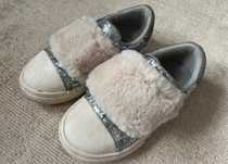 Zara buciki bity trampki srebrne cekiny futerko 22 14 cm