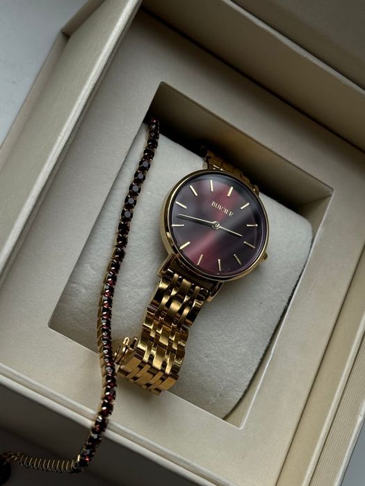 Жіночий годинник Burker Ruby Petite Gold Burgundy