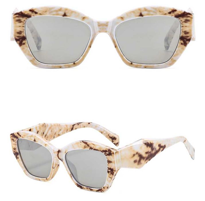 Солнцезащитные очки зеркальные кошачий глаз унисекс