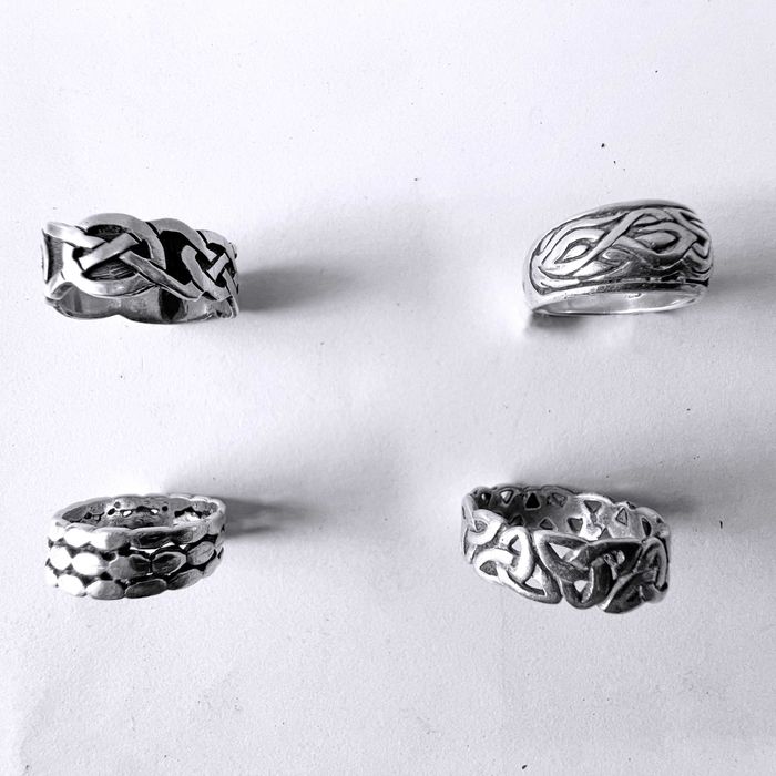 4 aneis de Prata Artesanais