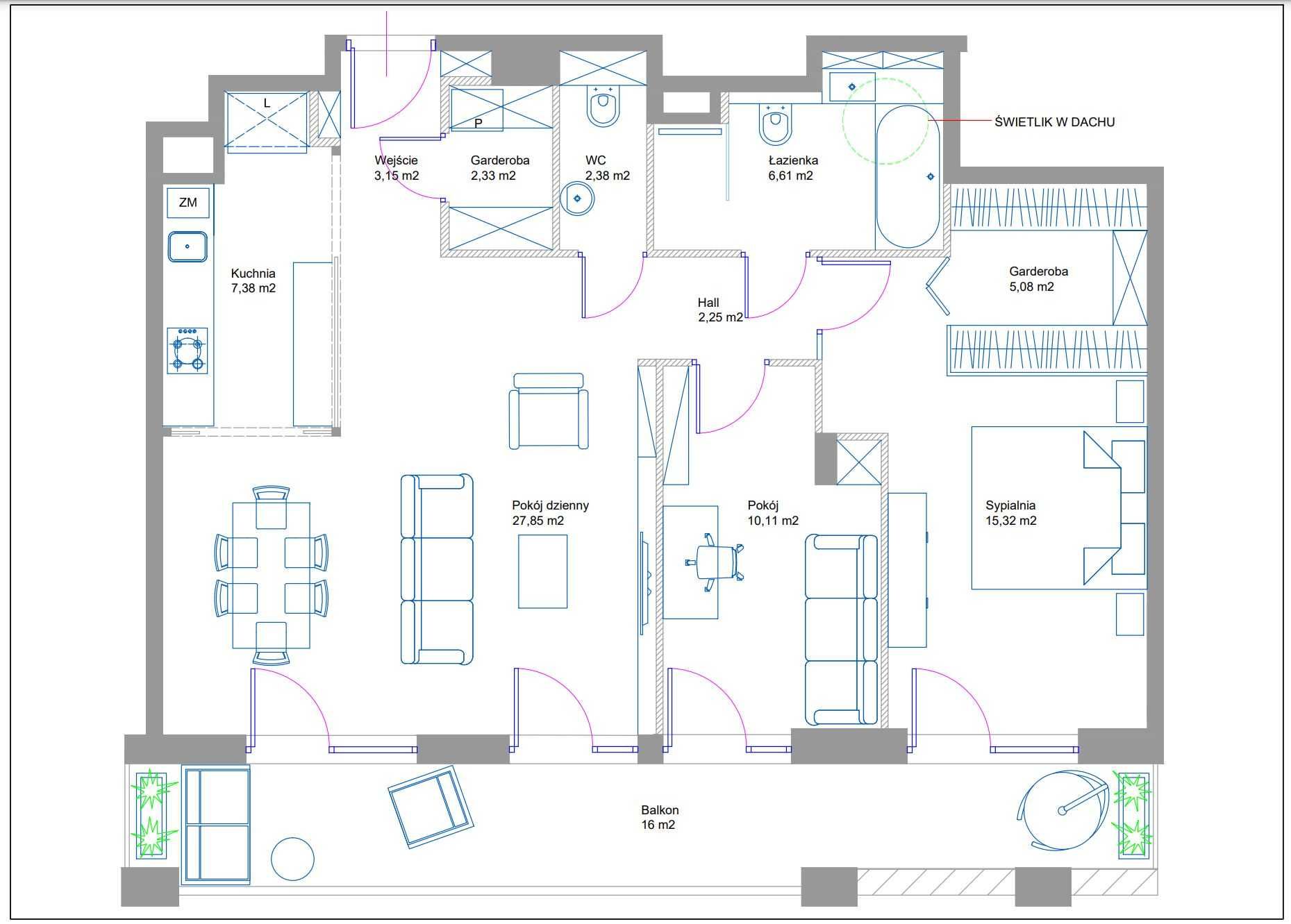 Apartament 83 m2 METRO Szwedzka klimatyzacja ładowanie elektryków
