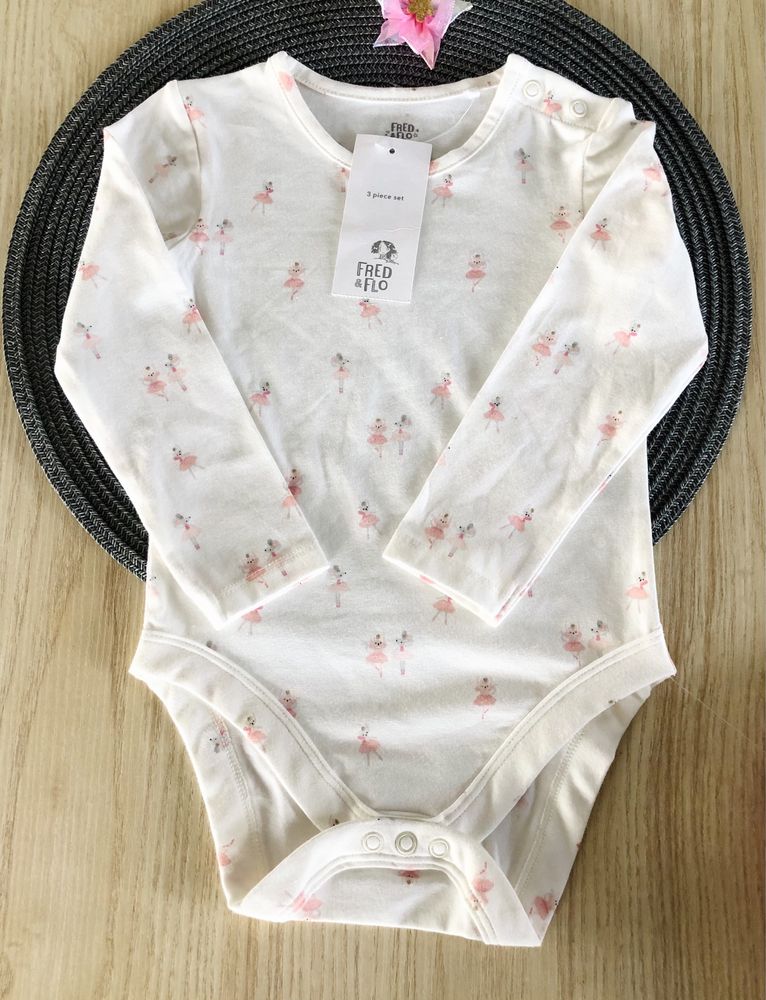 Zestaw, komplet niemowlęcy dla dziewczynki sukienka + body r. 86
