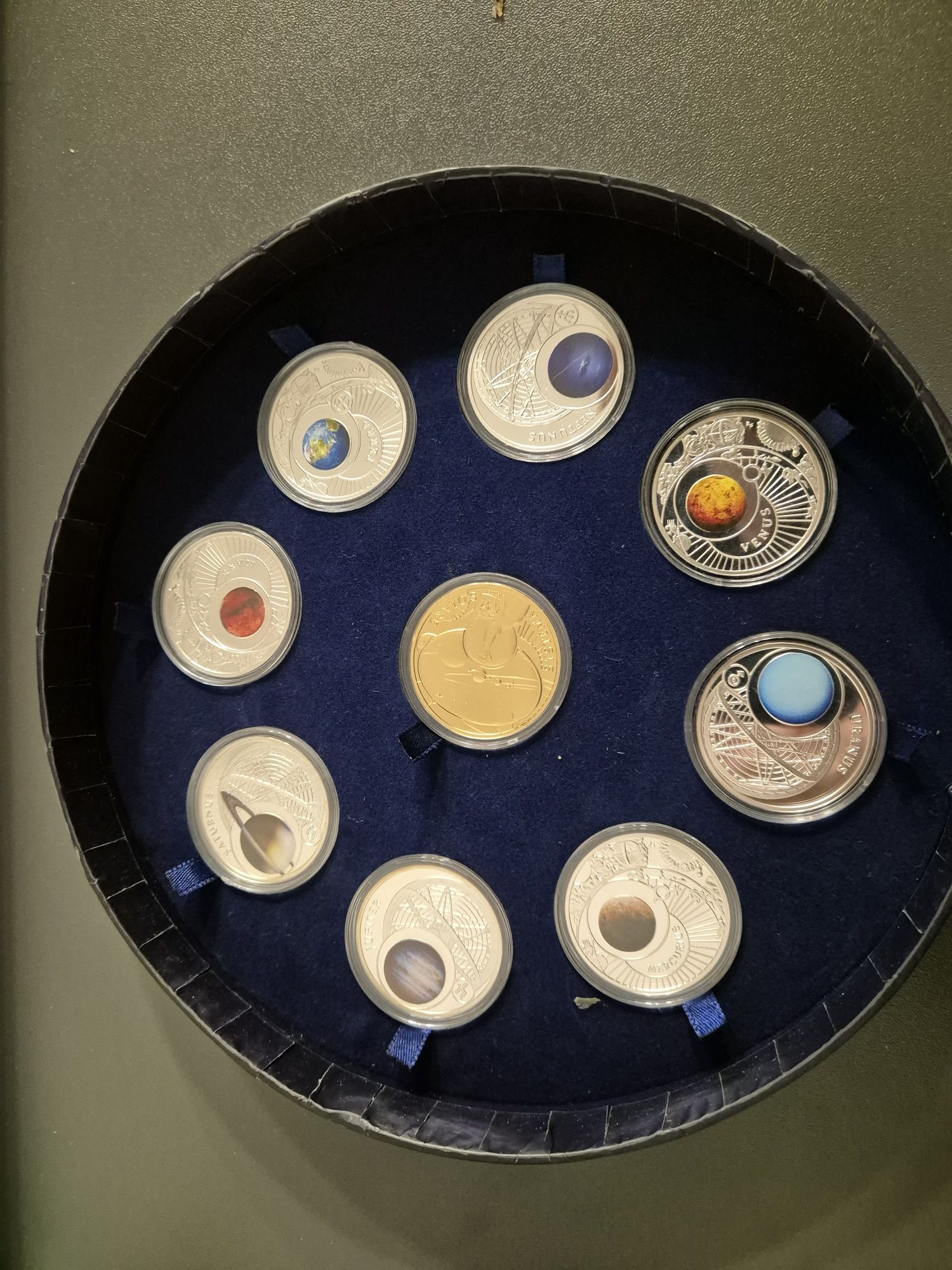 Kolekcja komplet Zestaw zystemy solarne 9 monet srebro proba 925