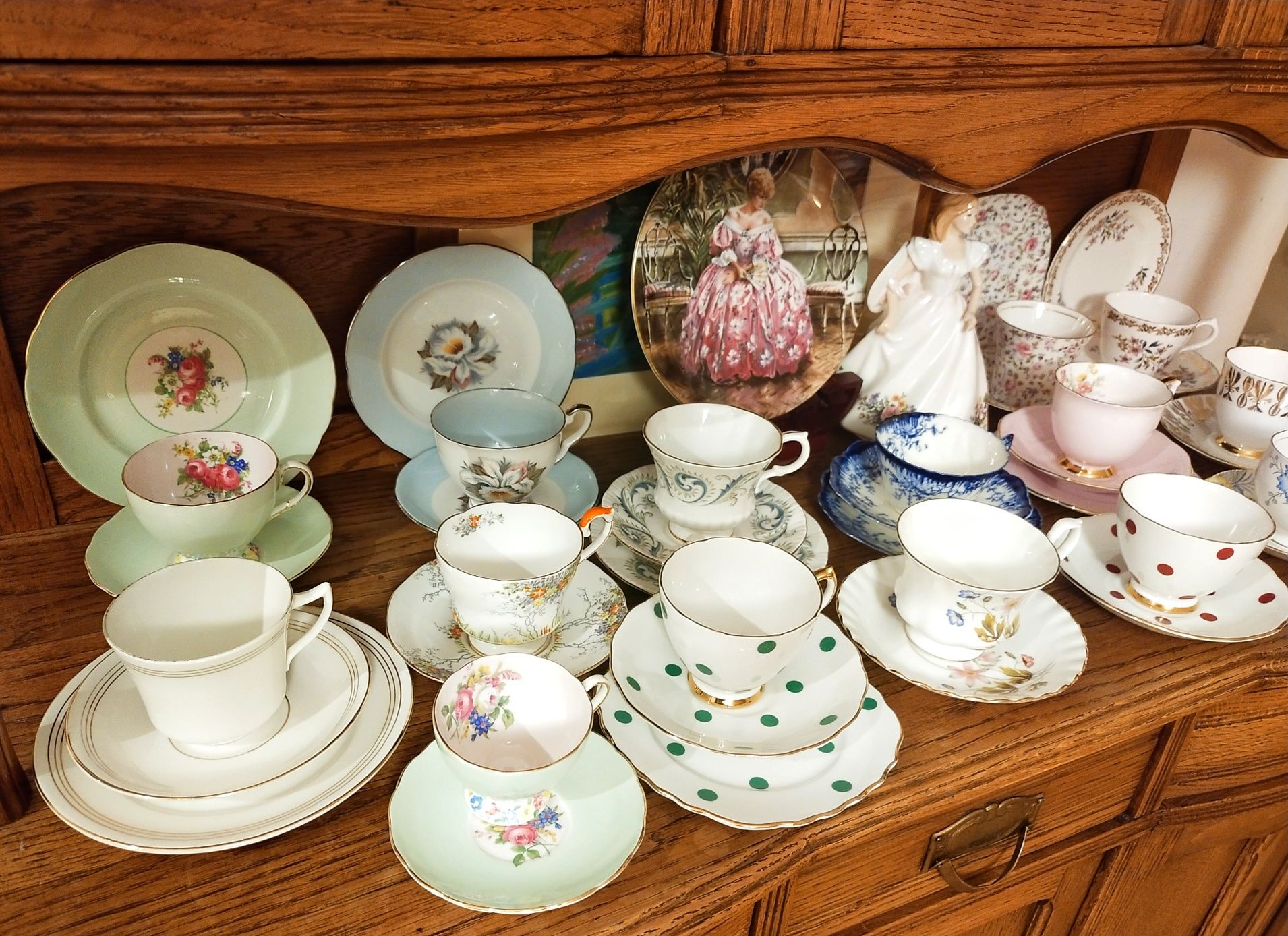 Stara Cudna Angielska Porcelana Kostna Filiżanka Figurka Vintage Antyk