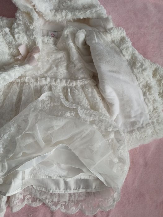 Zestaw do chrztu sukienka i płaszczyk