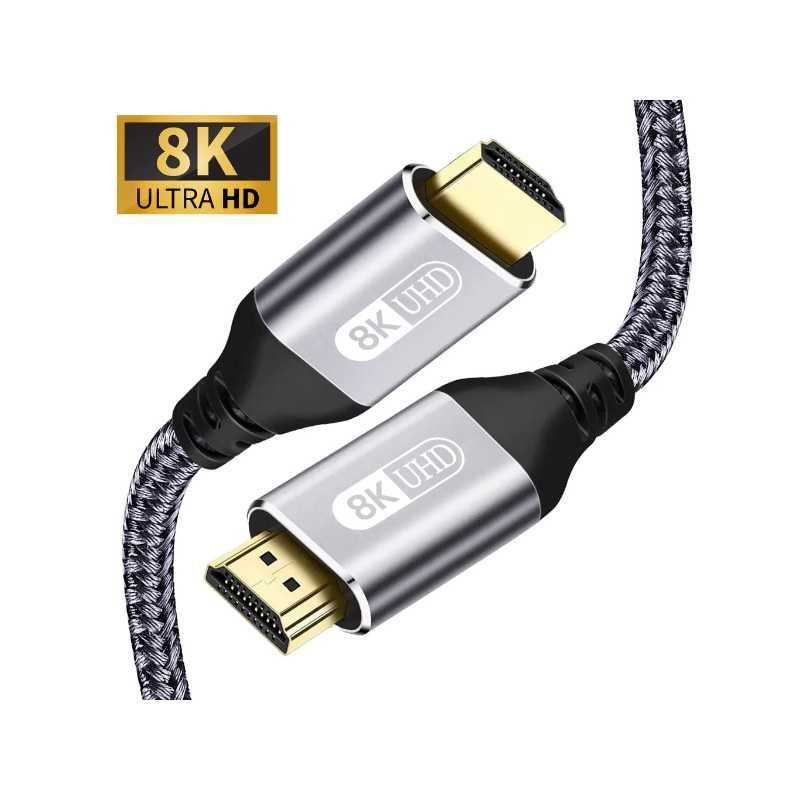 Kabel HDMI v2.1 Przesył Danych do 8K o Długości 2 m Szary / Gray