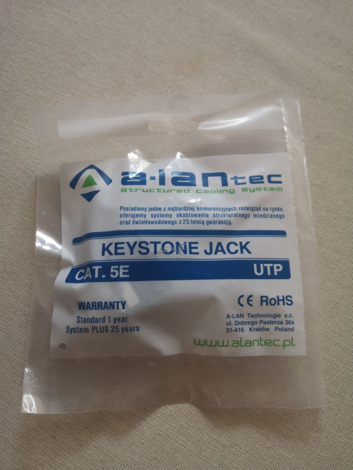 Moduł Keystone Jack Rj45 Kat. 5e alan-tec