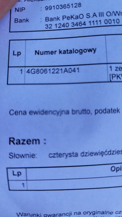 Audi S7 4G8 gumowy dywanik samochodowy, oryginał nowy!