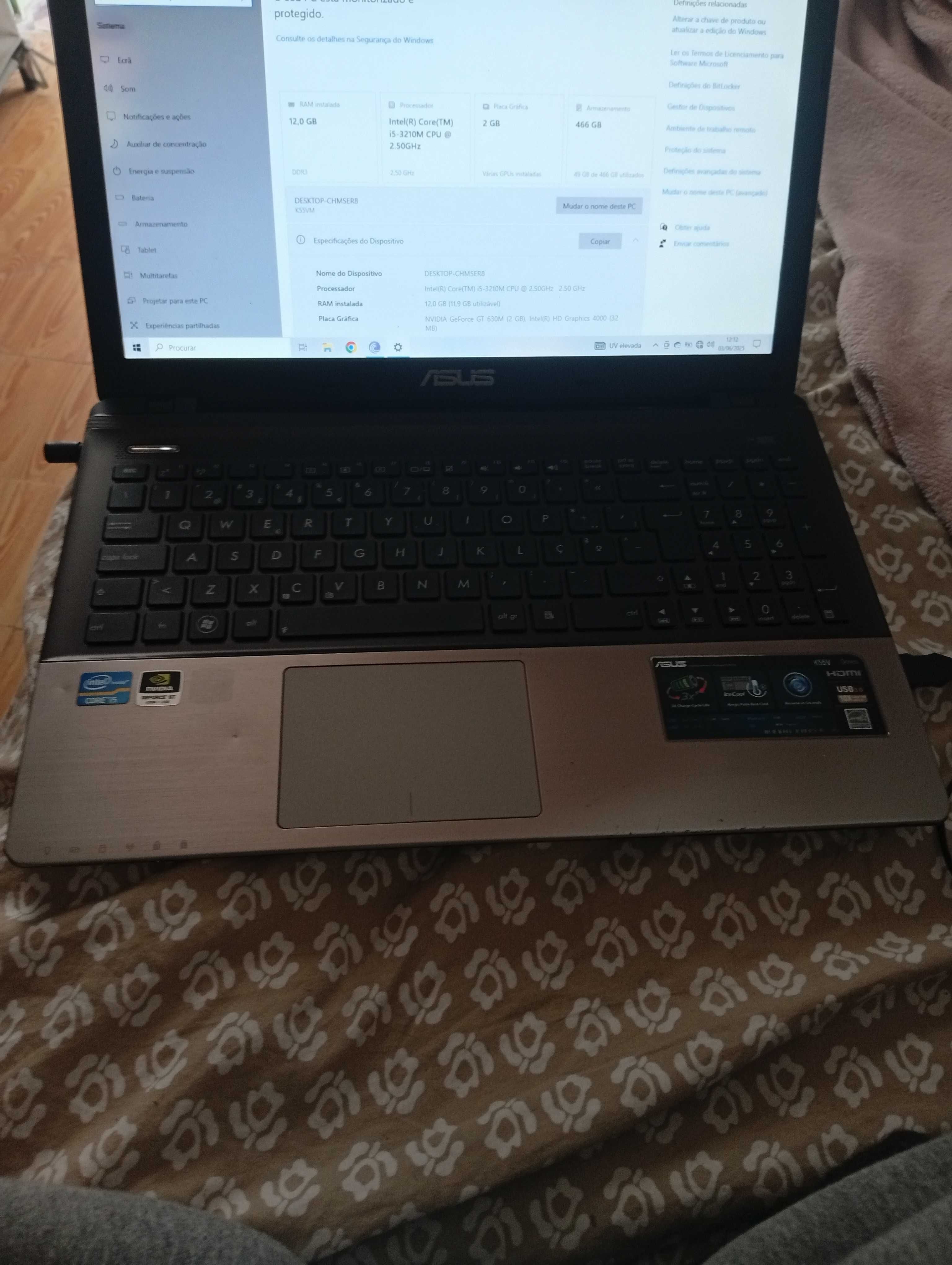 Portátil asus bom