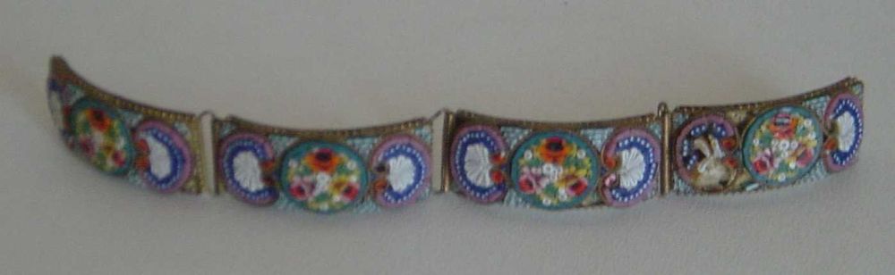 RARA! INVULGAR! Pulseira Antiga feita à mão em micromosaico italiano