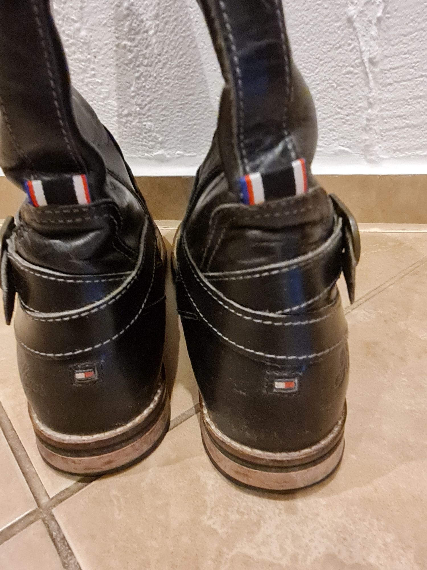 Oficerki, kozaki Tommy Hilfiger Aubrey, skóra naturalna