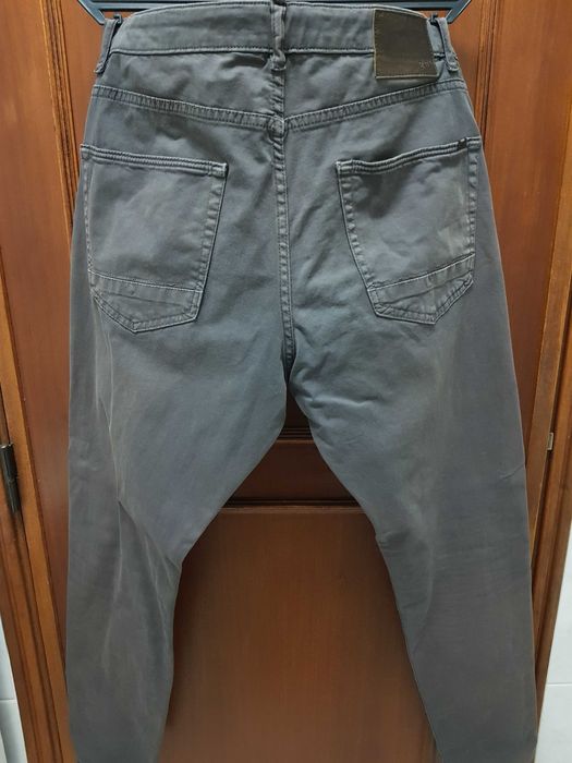 Calças homem chino slim fit cinzento Zara