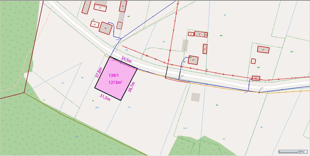 Działka budowlana 1213 m² – Nowek, gm. Łopuszno
