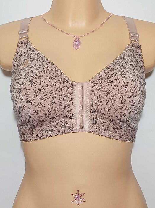 Biustonosz miękki zapinany z przodu różowy wygodny Han 120D