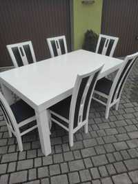Stół plus 6 krzeseł biały Transport