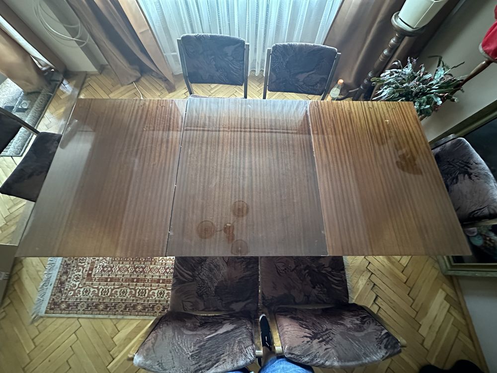 Stół i 6 krzeseł machoń połysk