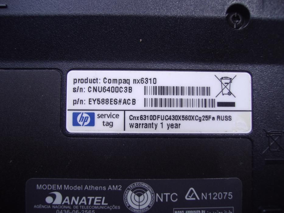 Ноутбук HP Compag nx6310 + сетевое зарядное устройство