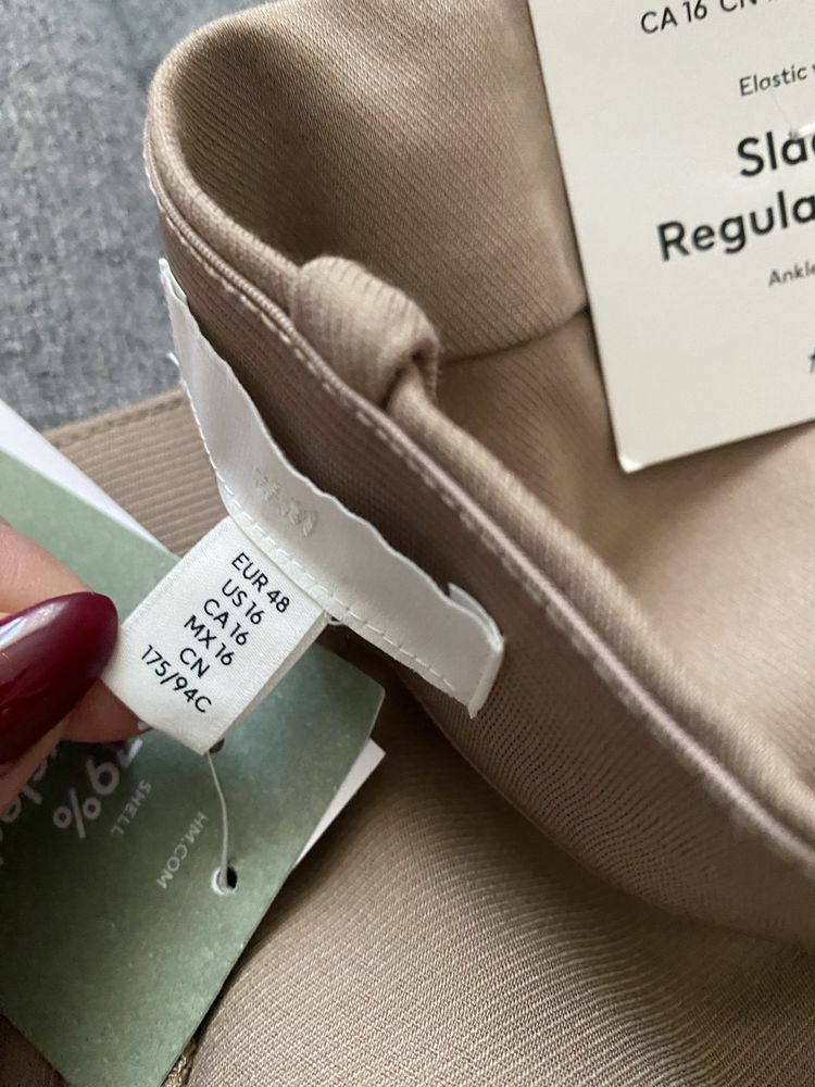 Nowe spodnie H&M, r46, komunia, chrzciny, eleganckie na kant, bezowe