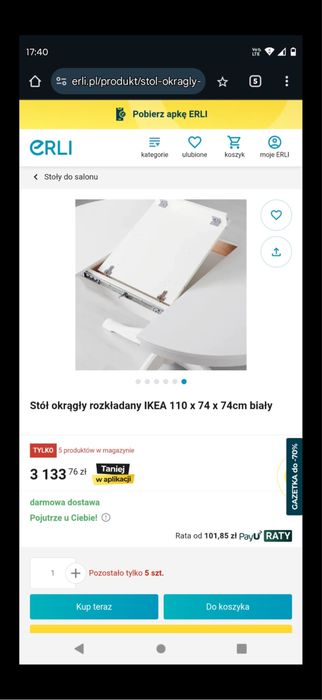 Okragly stol ikea praktycznie jak nowy