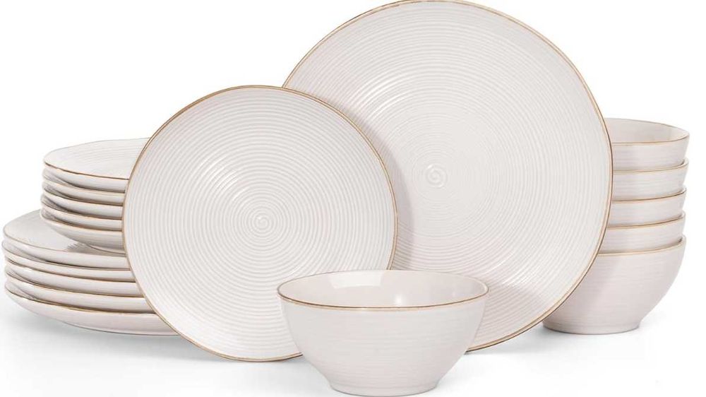 Serwis obiadowy zestaw talerzy ceramicznych na 6 osób 18 elementów