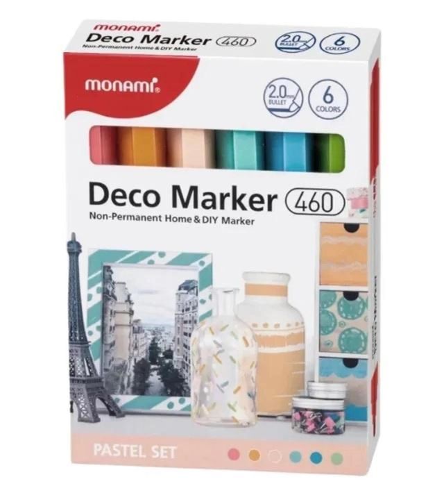 Markery akrylowe Deco Marker 6kol pastel MONAMI Monami pudełko,