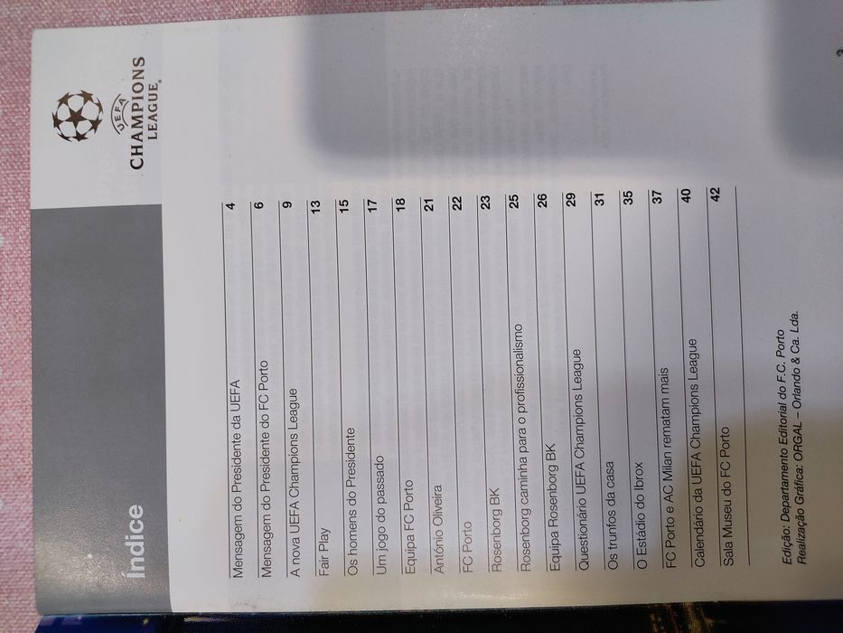 Programa de jogo FC Porto Rosenborg Champions league 1996/97