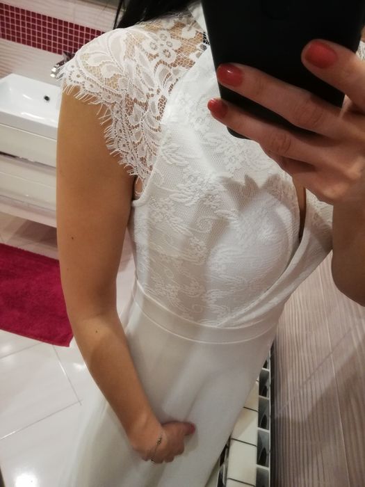 Nowa sukienka suknia maxi długa koronka koronkowa tiul 36 s ślub wesel