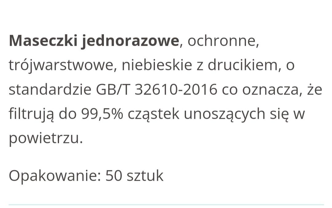 Maseczki jednorazowe 50 sztuk