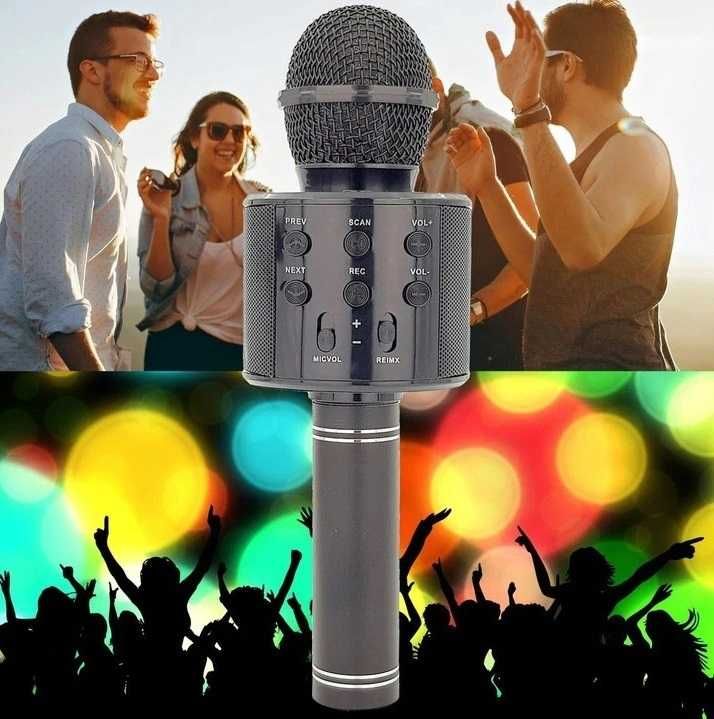 Mikrofon karaoke z głośnikiem Bluetooth 4.0 silver ** Video-Play