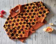 Zara cardigan sweter pomarańczowy Wiralowy kwiaty jesień