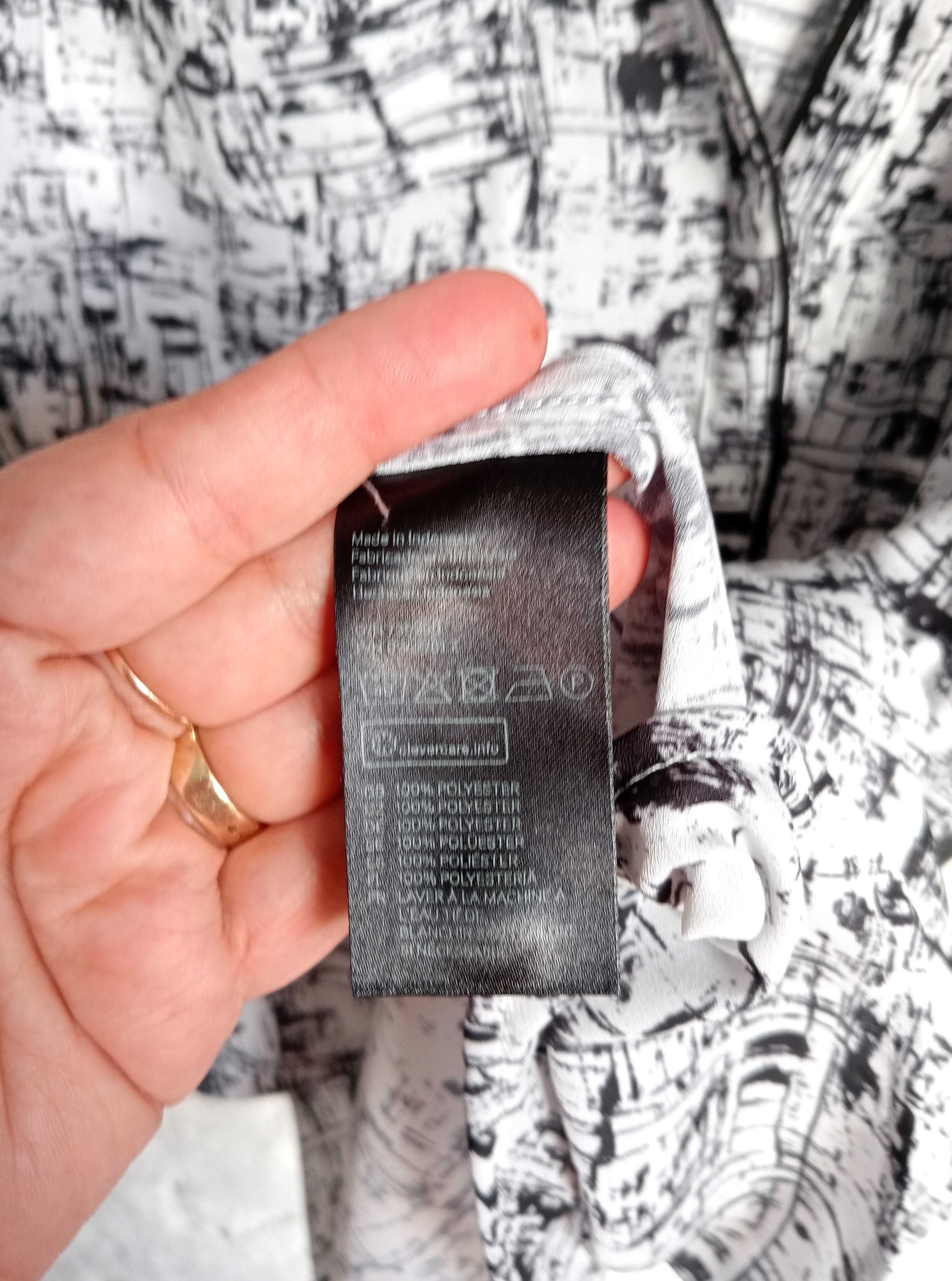 Bluzka damska z długim rękawem czarno-biała 46/3XL/18 H&M