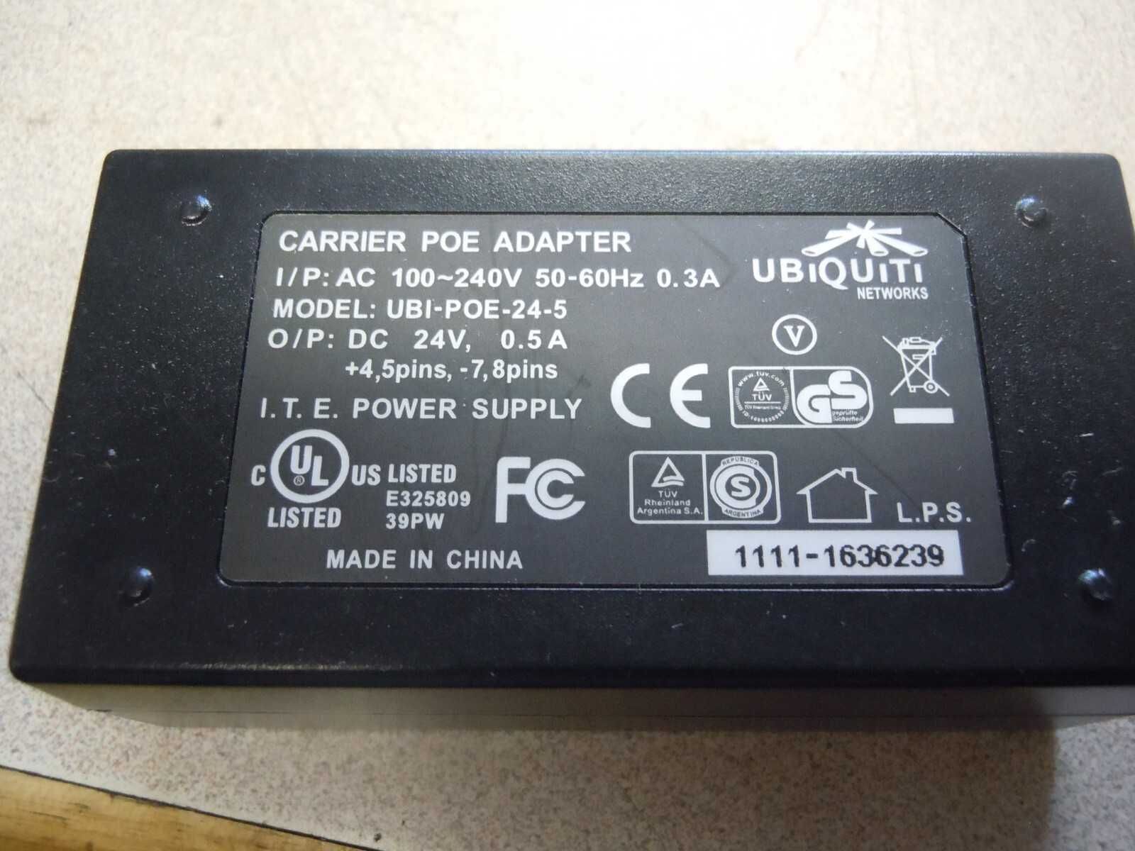 Адаптер живлення POE UBiQUiTi 24V 0.5A