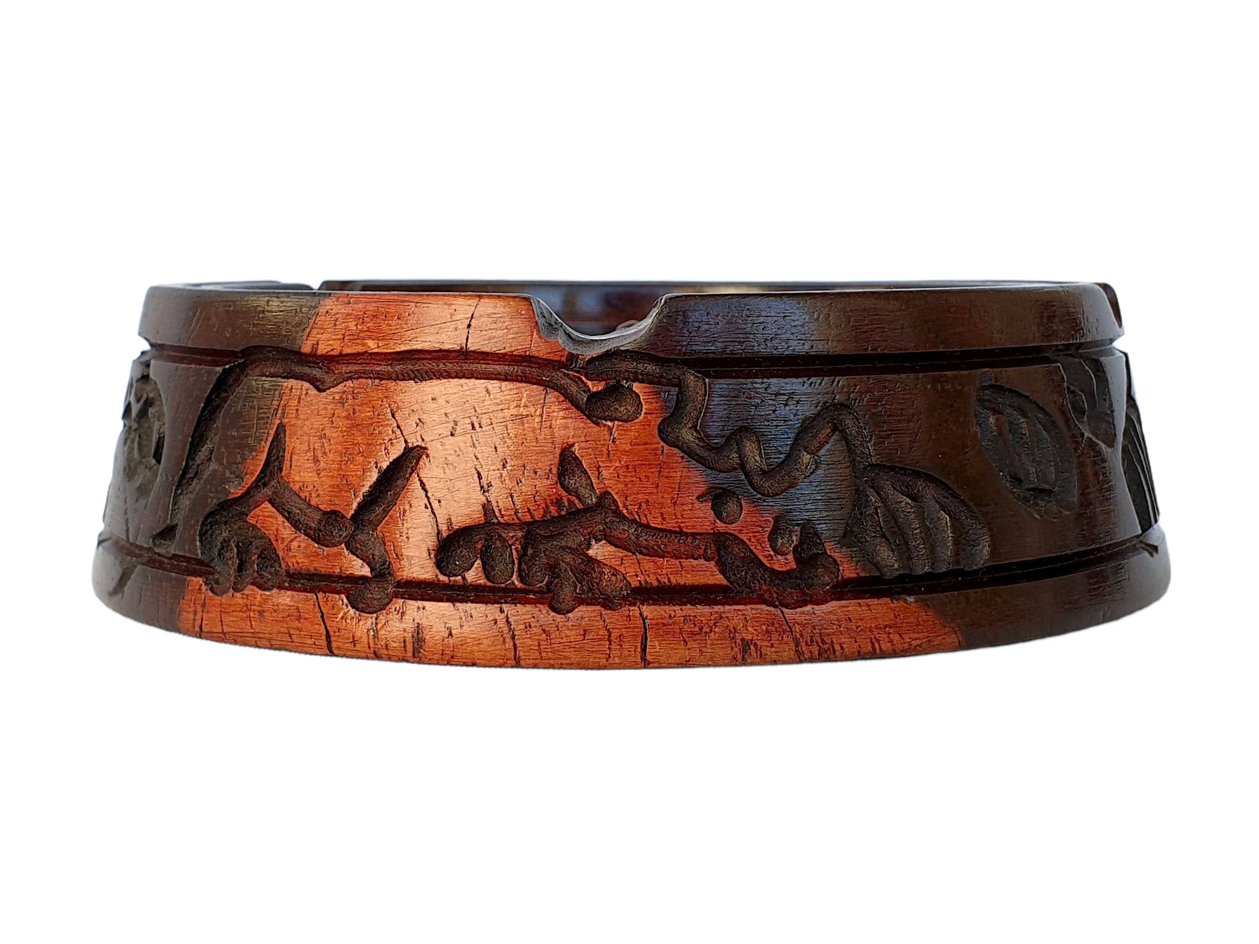 Cinzeiro de madeira African Arte com os cinco grandes animais (Novo)