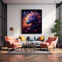 Plakat na Ścianę Obraz Smok Kwiaty Fantasy Sztuka 40x60 cm Premium