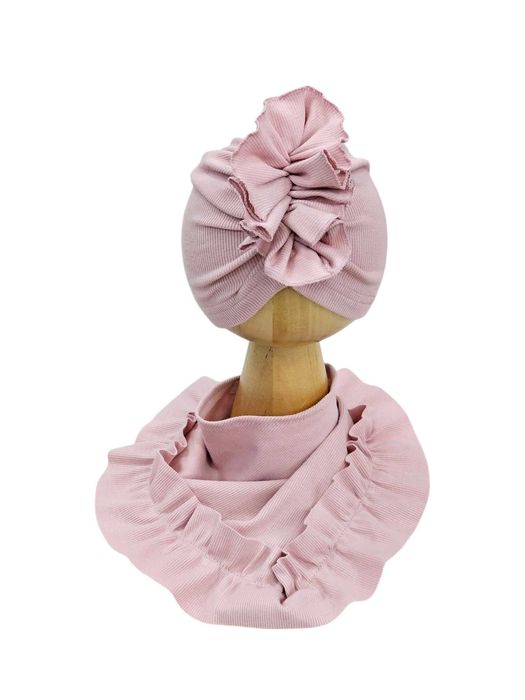 Czapka turban plus chustka z falbanką
