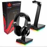 Stojak na słuchawki podświetlenie LED RGB + 4xUSB