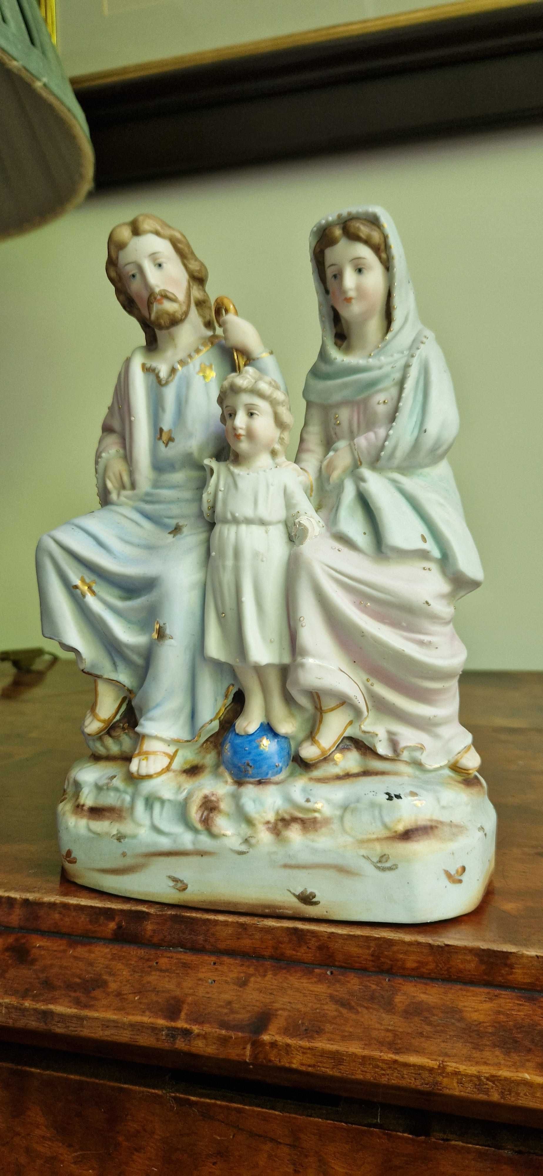 Świeta rodzina rzeźba porcelana biskwitowa antyk dewocjonalia dekor