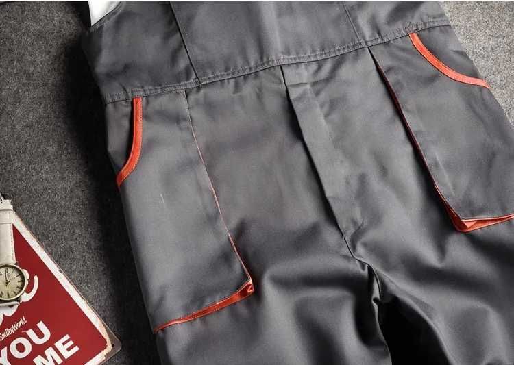Spodnie robocze ogrodniczki męskie szare M kieszenie odblaskowe