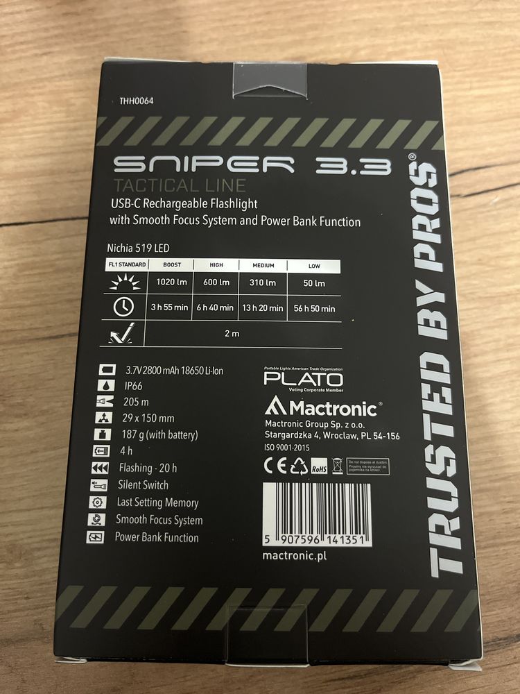Latarka akumulatorowa mactronic sniper 3.3