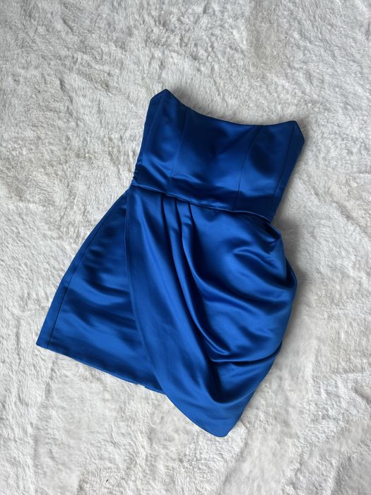 Сукня синя атласна з шлейфом Balykina XS оригінал