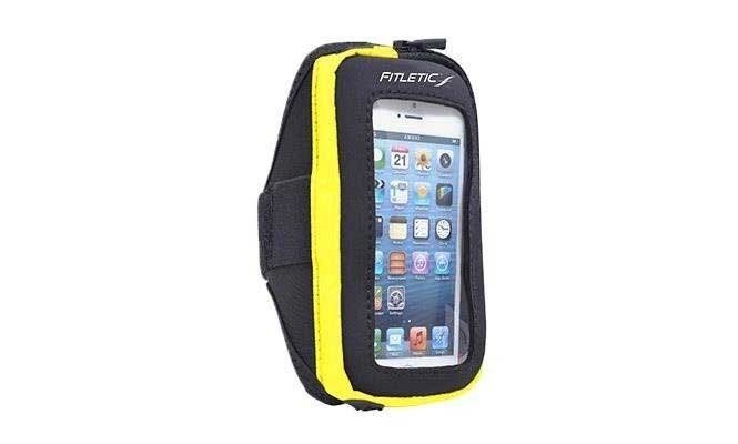 Opaska na ramię etui na telefon smartfon 5,5" do biegania czarno-żółty