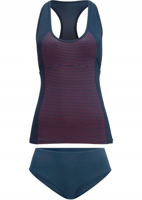 B.P.C granatowe tankini w paski r.50