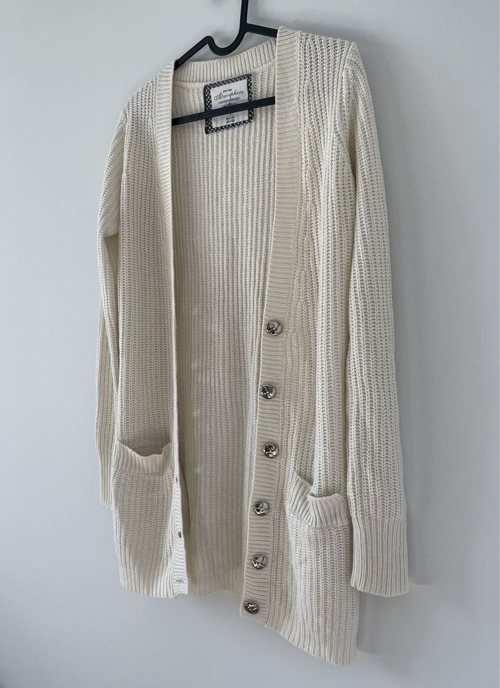 Sweter, kardigan rozpinany kremowy