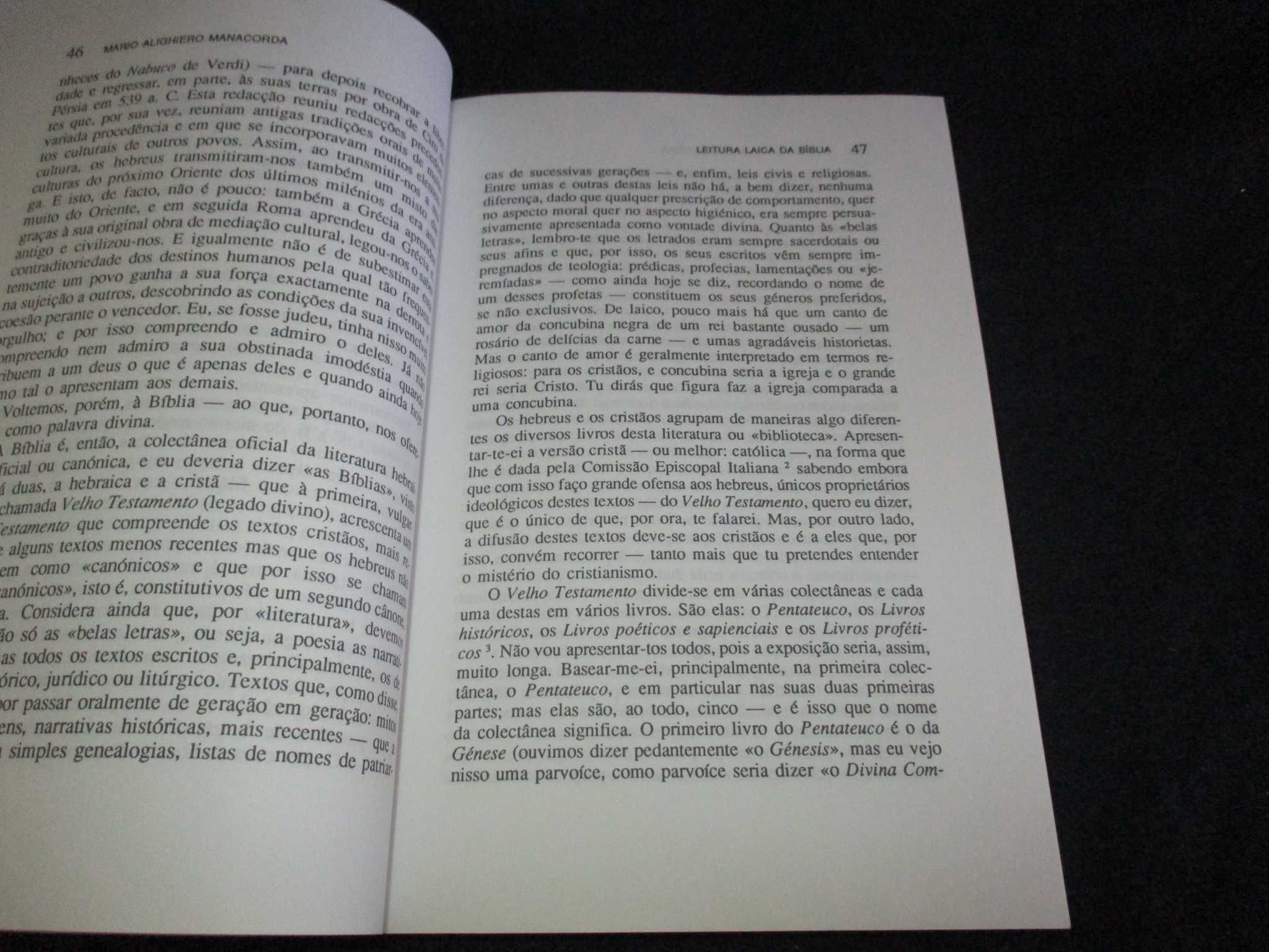 Livro Leitura Laica da Bíblia Mario Alighiero Manacorda