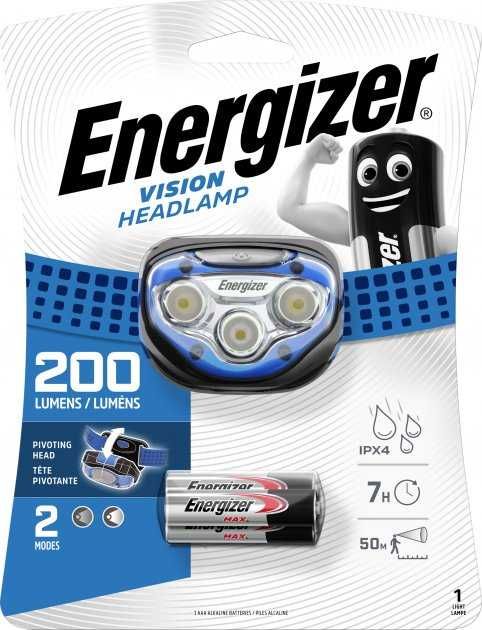 Ліхтарик налобний Energizer HL Vision 200 лм + 3xAAA HDA323 синій