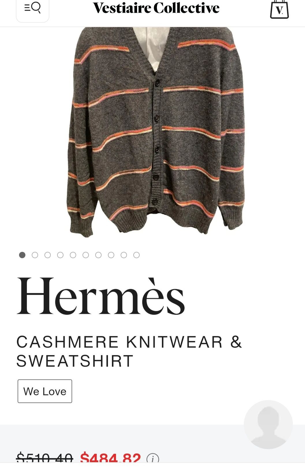 Hermes мужской кашемировый свитер