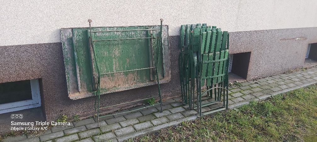 Krzesło stół ogrodowy przedwojenny metalowy składany
