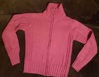 Różowy ciepły sweterek, bluza damska