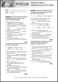 Focus 3 Second Edition Unit Test answer key, ответы